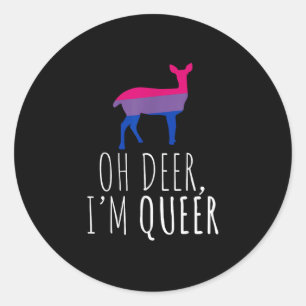 Sticker Rond Oh Cerf Drôle Fierté Bisexuelle Gay Lesbienne Desi