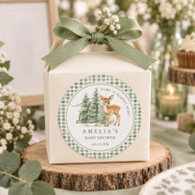 Oh Cerf Sage Vert Gingham Baby Shower