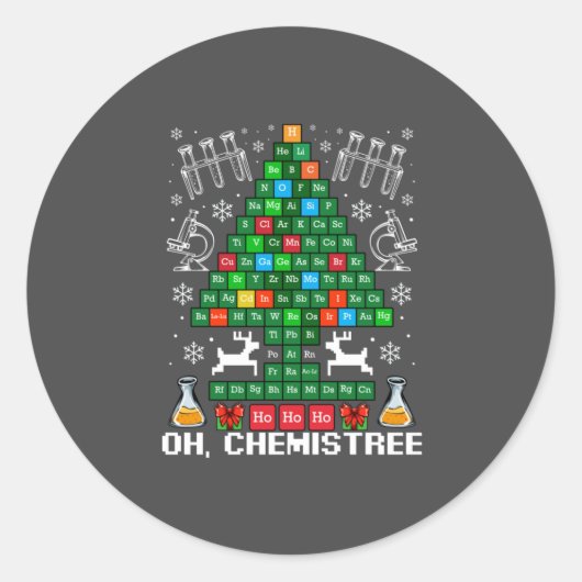Sticker Rond Oh Chemistree Christmas Chemistry Science Periodic (Devant)