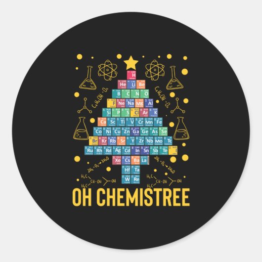 Sticker Rond Oh Chemistree Science Chimie Arbre de Noël (Devant)