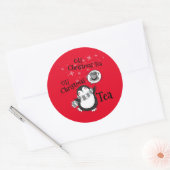 Sticker Rond Oh Christmas Tea Penguin Lover - Boisson de thé (Enveloppe)