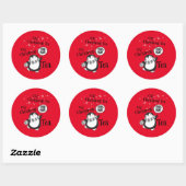 Sticker Rond Oh Christmas Tea Penguin Lover - Boisson de thé (Feuille)