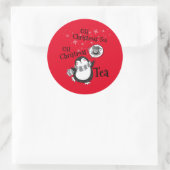 Sticker Rond Oh Christmas Tea Penguin Lover - Boisson de thé (Sac)