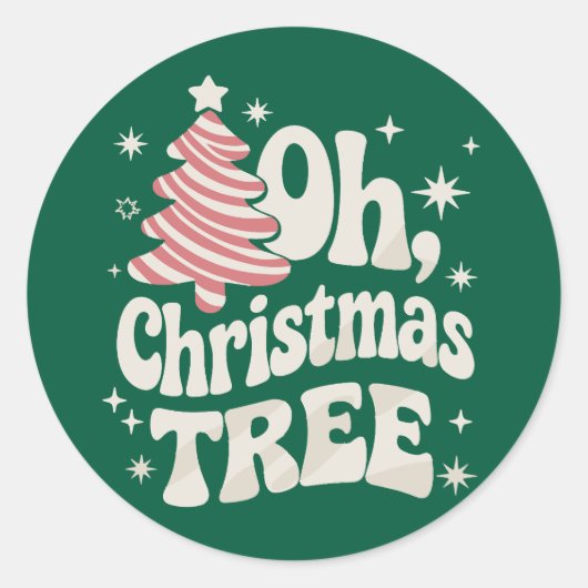 Sticker Rond Oh Christmas Tree Light Merry Christmas Xmas  (Devant)