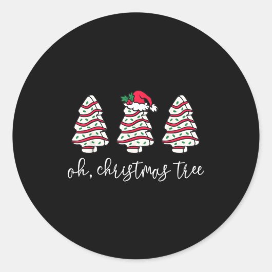 Sticker Rond Oh Christmas Tree Sweater Christmas Tree Cake Farm (Devant)