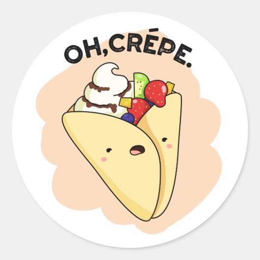 Sticker Rond Oh Crepe amusant jeu de nourriture (Devant)