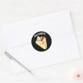 Sticker Rond Oh Crepe Funny Food Pun Dark BG (Enveloppe)