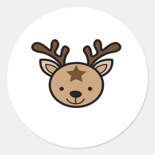 Sticker Rond Oh Cute Deer Minimal Design (Devant)