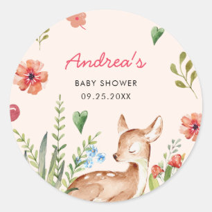 Sticker Rond Oh Deer Baby shower