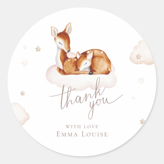 Sticker Rond Oh Deer Baby shower d'aquarelle neutre pour le gen (Devant)