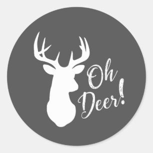 Sticker Rond Oh Deer Baby shower rose