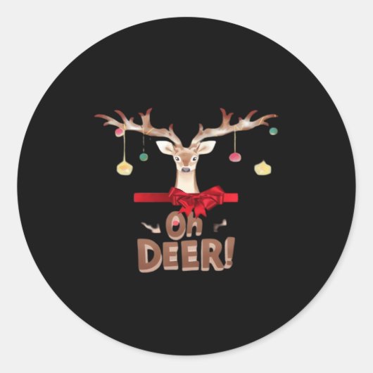 Sticker Rond Oh Deer Classique Élégance (Devant)