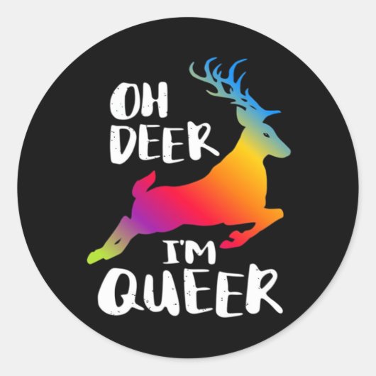 Sticker Rond Oh Deer Queer Pride Minimal Artistic Style (Devant)
