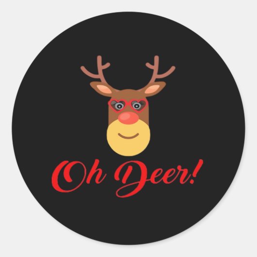 Sticker Rond Oh Deer Retro Classic (Devant)