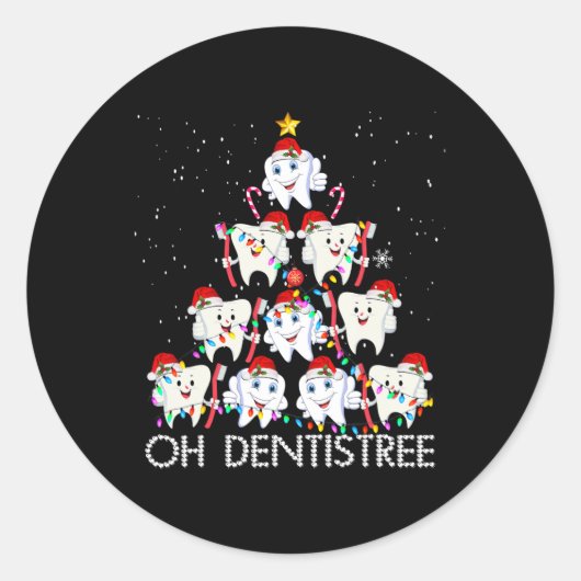 Sticker Rond Oh Dentistree Fun Xmas Noël Dentistree Dentiste (Devant)