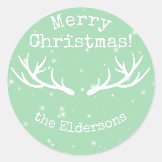 Sticker Rond Oh des cerfs communs, c'est Noël [vert] - (Devant)