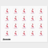 Sticker Rond Oh, Flamant rose ! (Feuille)