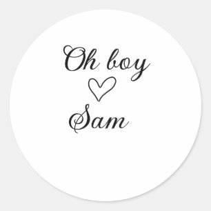 Sticker Rond oh garçon ajoutez nom bébé douche enfants texte cœ