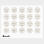 Sticker Rond oh garçon Baby shower script crème neutre (Feuille)