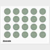 Sticker Rond oh garçon Baby shower script vert élégant (Feuille)