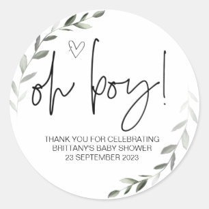 Sticker Rond Oh garçon mignonne Baby shower fête Favoriser mama