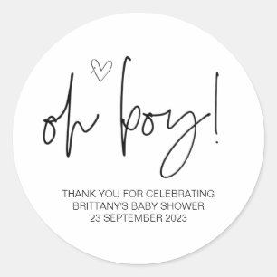 Sticker Rond Oh garçon mignonne Baby shower fête Favoriser mama