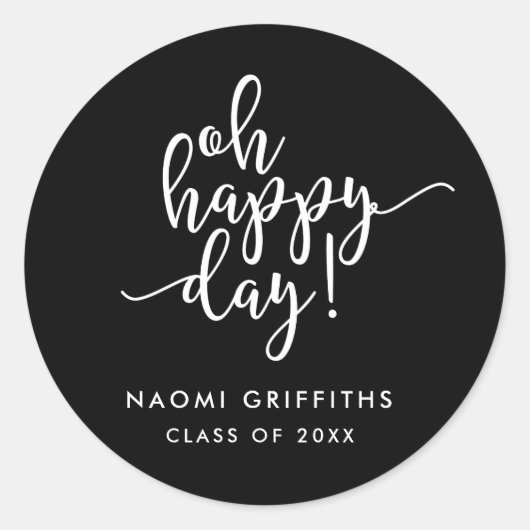 Sticker Rond Oh Happy Day Script Graduation (Devant)
