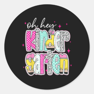 Sticker Rond Oh Hé Kindergarten Retour à l'école Enseignantes F