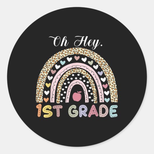 Sticker Rond Oh Hé Première année Retour à l'école Arc-en-ciel (Devant)