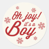 Sticker Rond Oh Joy C'est un garçon Elegant Snowflakes Naissanc (Devant)