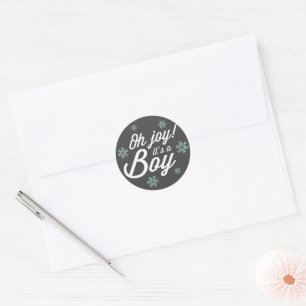 Sticker Rond Oh Joy It's A Boy Photo Holiday Faire-part de nais