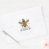 Sticker Rond Oh Joyeux cadeau d'abeille de Noël (Enveloppe)