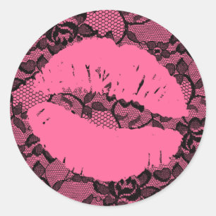 Sticker Rond Oh juste baiser 311 il ! Rose de dentelle sur les