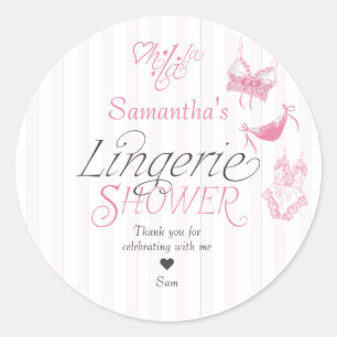 Sticker Rond Oh La La Preppy Dentelle rose Fête des mariées de