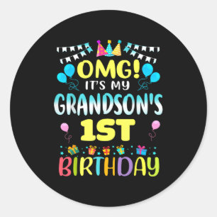 Sticker Rond Oh mon dieu, c'est l'anniversaire de mon petit-fil