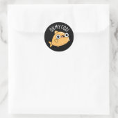 Sticker Rond Oh My Cod Funny Fish Pun Dark BG (Sac)