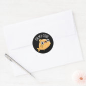 Sticker Rond Oh My Cod Funny Fish Pun Dark BG (Enveloppe)