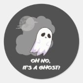 Sticker Rond Oh non, c'est un fantôme ! Joli noir Halloween (Devant)