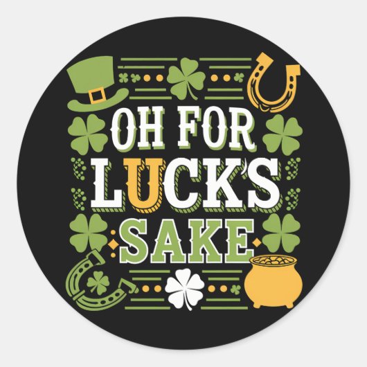 Sticker Rond Oh pour la Chance Drôle Saint Patrick Chardon (Devant)