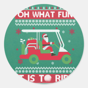Sticker Rond Oh Quel Amusant C'Est De Faire Du Golf Vilain Noël