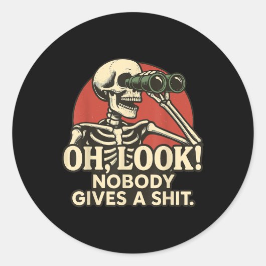 Sticker Rond Oh Regarde Personne Ne Donne Un Squelette Hallowee (Devant)