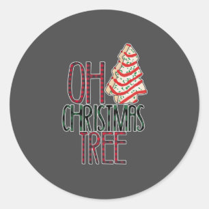 Sticker Rond Oh sapin de Noël Funny gâteau de sapin de Noël