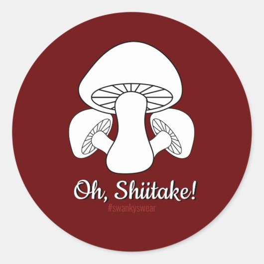 Sticker Rond Oh Shiitake (rouge foncé) (Devant)
