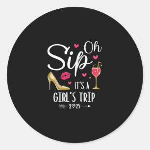 Sticker Rond Oh Sip C'est un voyage de filles 2025 Vacances de