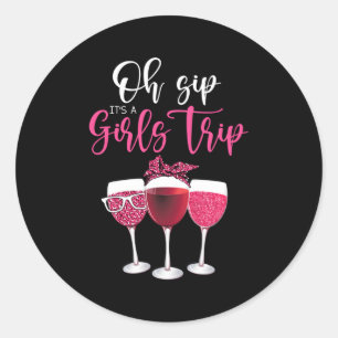 Sticker Rond Oh Sip C'Est Un Voyage Empreinte de léopard Vins L