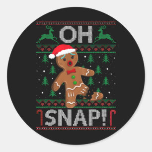 Sticker Rond Oh Snap Bonhomme en pain d'épice Noël Drôle Cookie