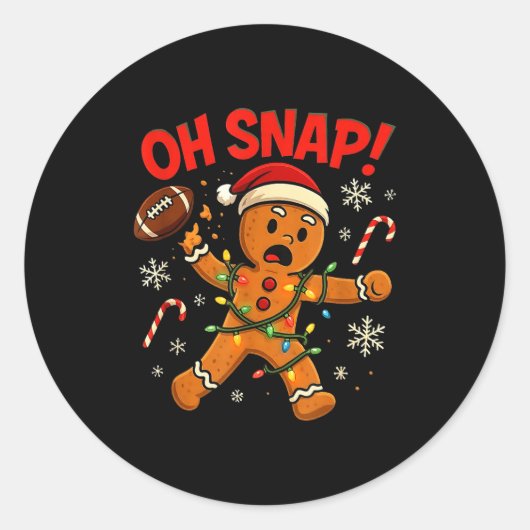 Sticker Rond Oh Snap Christmas Gingerbread Funny Football Light (Devant)
