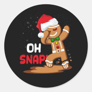 Sticker Rond Oh Snap Dabbing Gingerbread Homme Joyeux Noël de v