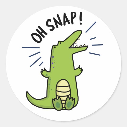 Sticker Rond Oh Snap Funny Snapping Crocodile Pun (Devant)