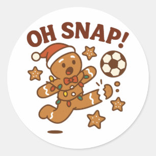 Sticker Rond Oh Snap Homme en Pain d'Épices Football Noël Drôle